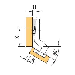 Závěs CLIP +30°, s tlumením