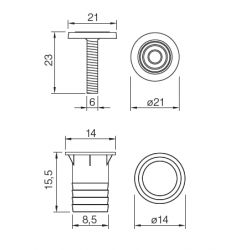 Nastavitelná nožička M6 + narážecí matice