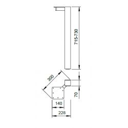 Stolní noha ST702, 70x70/715 mm, roh