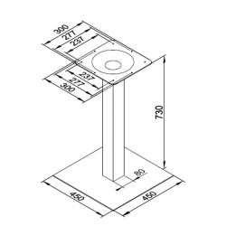 Centrální stolní noha Strong, nerez, 730 mm