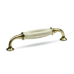 Rustikální úchytka Country, starozlatá/ porcelán béžový