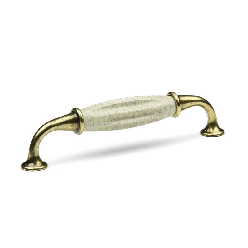 Rustikální úchytka Country, starozlatá/ porcelán béžový