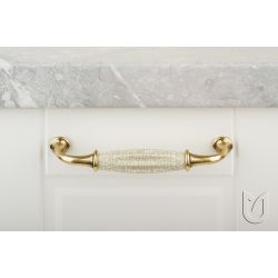 Rustikální úchytka Country, starozlatá/ porcelán béžový