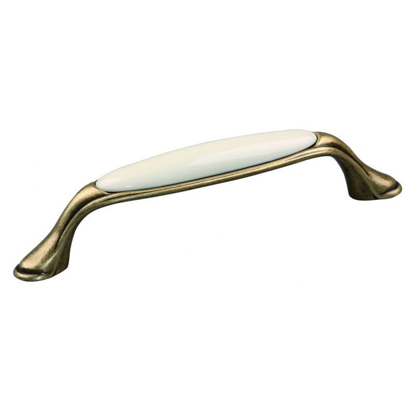 porcelánová úchytka Margarita, starozlatá/ porcelán béžový