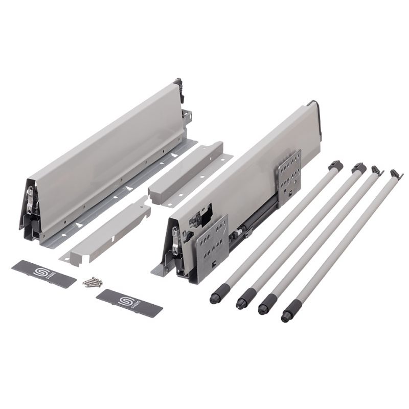 Zásuvka StrongBox, šedá, 204 mm, 4x reling