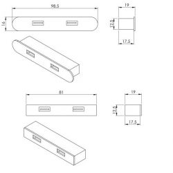 2x USB nabíječka, ovál/ obdélník