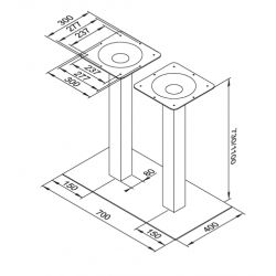 Centrální stolní noha Strong dvojitá, nerez, 1100 mm