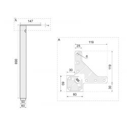 Stolní noha DN-270 60x60/710