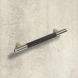 úchytka Byzantia, černá kůže/ imitace nerez