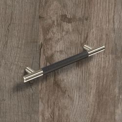 úchytka Byzantia, černá kůže/ imitace nerez