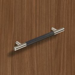 úchytka Byzantia, černá kůže/ imitace nerez