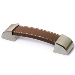 úchytka Agliano, tmavěhnědá koža/nerez