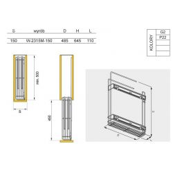 Výsuvný koš s věšákem na utěrky, pravý, stříbrný