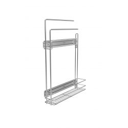 Výsuvný koš s věšákem na utěrky, pravý, stříbrný