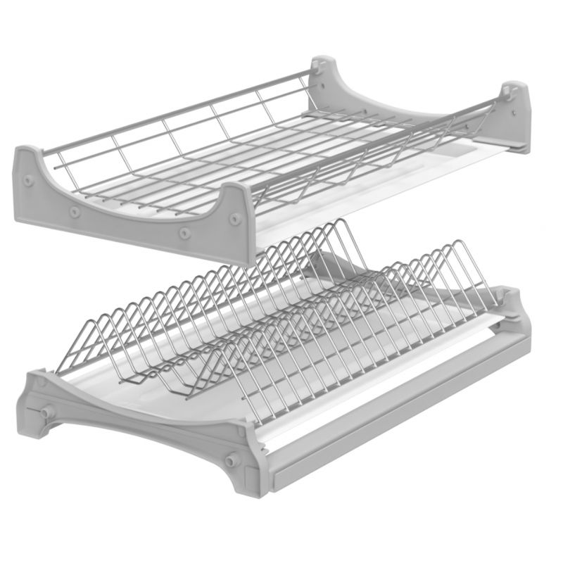 Vestavěný dvoupoličkový odkapávač LUX, stříbrná