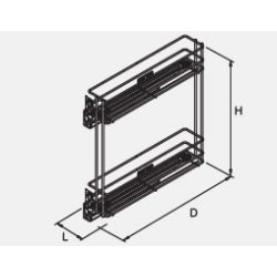 Výsuvný dvoupoličkový koš boční Cargo PRO, pravý, stříbrný