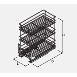 Výsuvný třípolicový koš spodní Cargo PRO, stříbrný