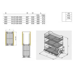 Výsuvný třípoličkový koš spodní Cargo Prestige, chrom