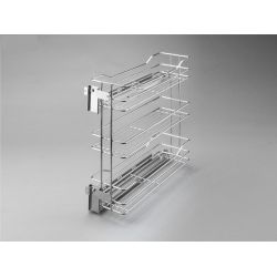 Výsuvný třípoličkový koš boční Cargo Prestige, levý, stříbrný