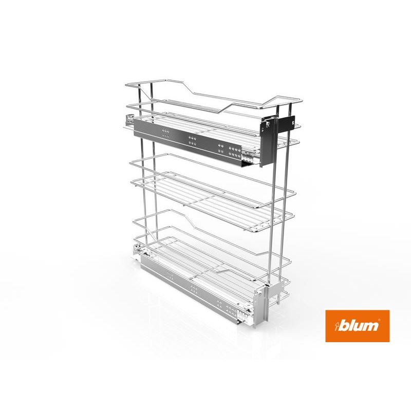 Výsuvný třípoličkový koš boční Cargo Prestige, levý, stříbrný