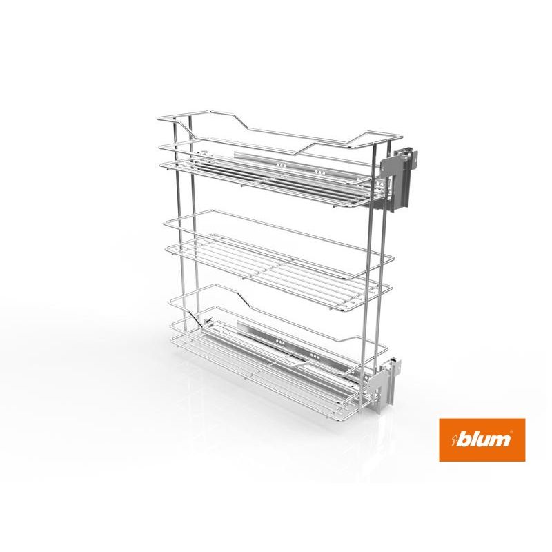 Výsuvný třípoličkový koš boční Cargo Prestige, pravý, stříbrný