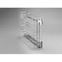 Výsuvný třípoličkový koš boční Cargo Prestige, pravý, stříbrný