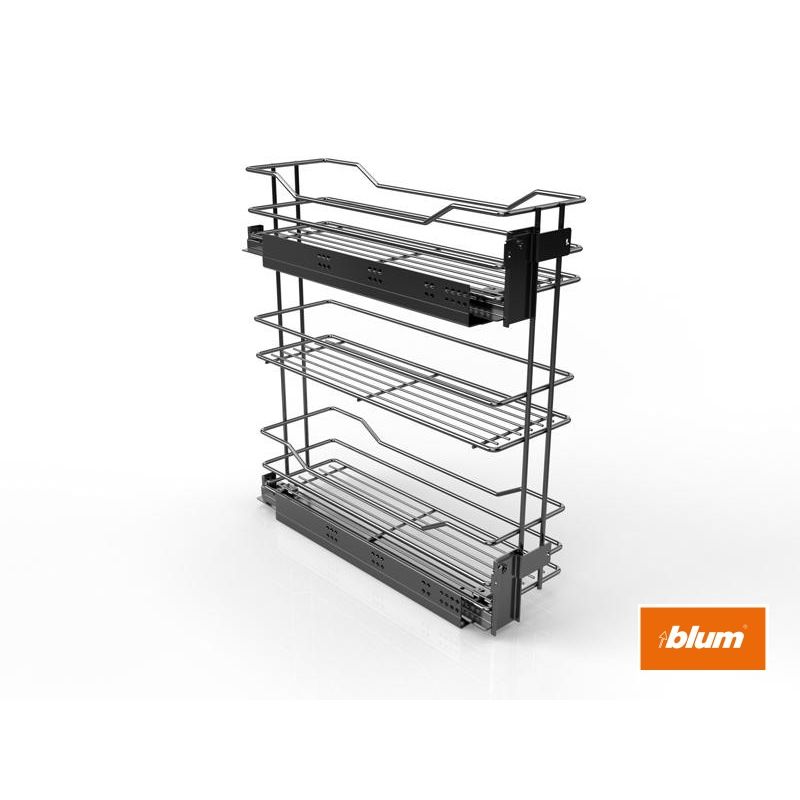 Výsuvný třípoličkový koš boční Cargo Prestige, levý, antracit