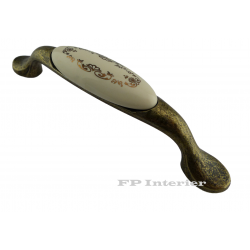 porcelánová úchytka Memories, starozlatá/ zlatý motiv