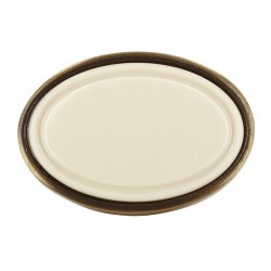 knopka Elegance ovál 1972, staromosaz/ béžový plast ZN31 A78