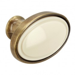 knopka Elegance ovál 1972, staromosaz/ béžový plast ZN31 A78