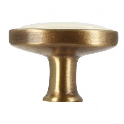 knopka Elegance ovál 1972, staromosaz/ béžový plast ZN31 A78