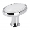 knopka Elegance ovál 1972, lesklý chrom/ bílý plast ZN1 A4
