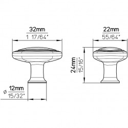 knopka Elegance ovál 1972, lesklý chrom/ bílý plast ZN1 A4