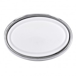 knopka Elegance ovál 1972, lesklý chrom/ bílý plast ZN1 A4