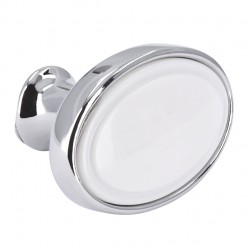 knopka Elegance ovál 1972, lesklý chrom/ bílý plast ZN1 A4