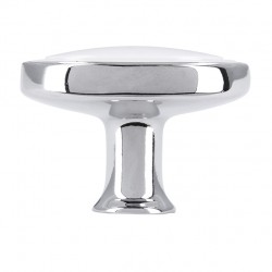 knopka Elegance ovál 1972, lesklý chrom/ bílý plast ZN1 A4