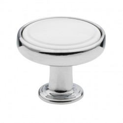 knopka Elegance kruh 1971, lesklý chrom/ bílý plast ZN1 A4