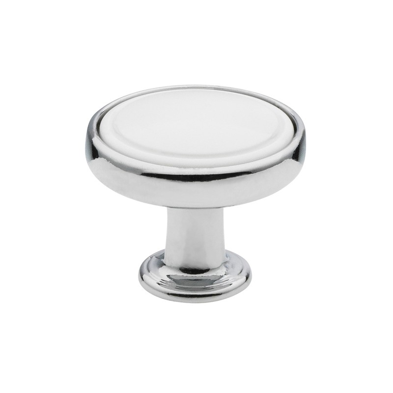 knopka Elegance kruh 1971, lesklý chrom/ bílý plast ZN1 A4