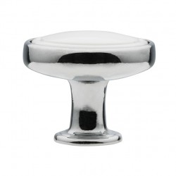 knopka Elegance kruh 1971, lesklý chrom/ bílý plast ZN1 A4