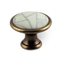 knopka Vivienne 1700, staromosaz/ porcelán crack ZN48 PC5