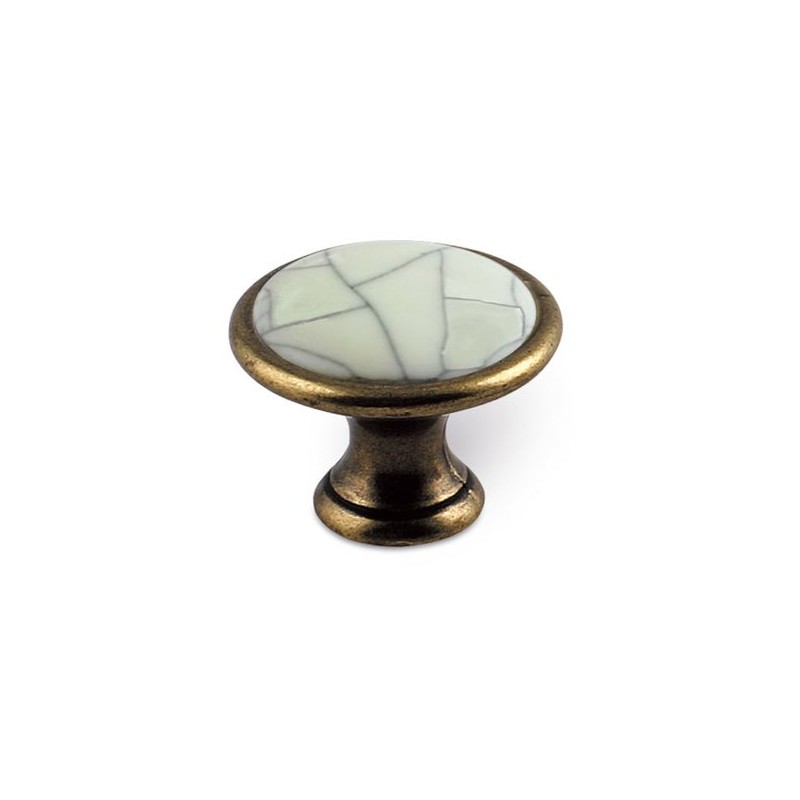 knopka Vivienne 1700, staromosaz/ porcelán crack ZN48 PC5