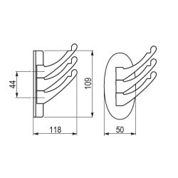 tříramenný věšák Trias, lesklý chróm