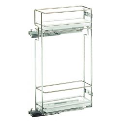 Výsuvný koš do horní skříňky, s plastovými miskami, chrom