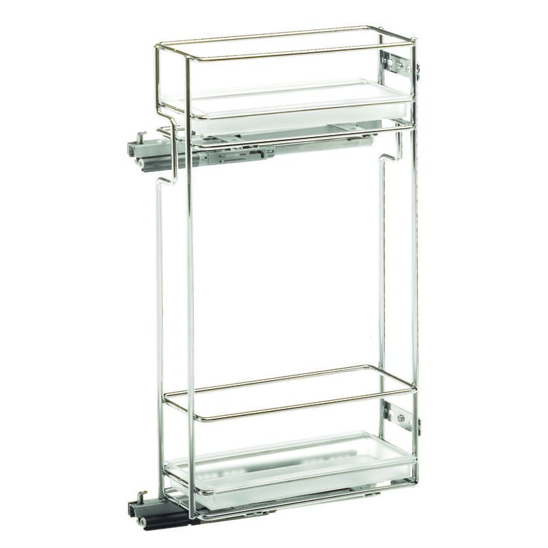 Výsuvný koš do horní skříňky, s plastovými miskami, chrom