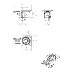 Kolečko TOP-E 35 mm, transparentní čirá