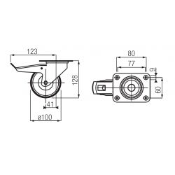 Kolečko 3470 Ø 100 mm, otočné