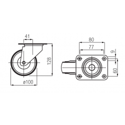 Kolečko 3470 Ø 100mm, otočné, modrá