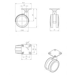 Kolečko s měkčenými běhouny ø 60 mm