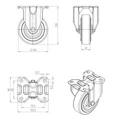 Kolečko pevné 3478, Ø 100 mm