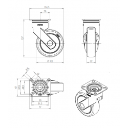 Kolečko otočné 5370, ø 100 mm